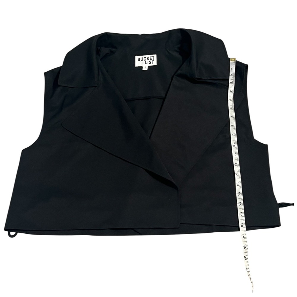 Bucket List Black Draped Waterfall Vest Cape Jacket Open Front Size‎ Small - Picture 9 of 16